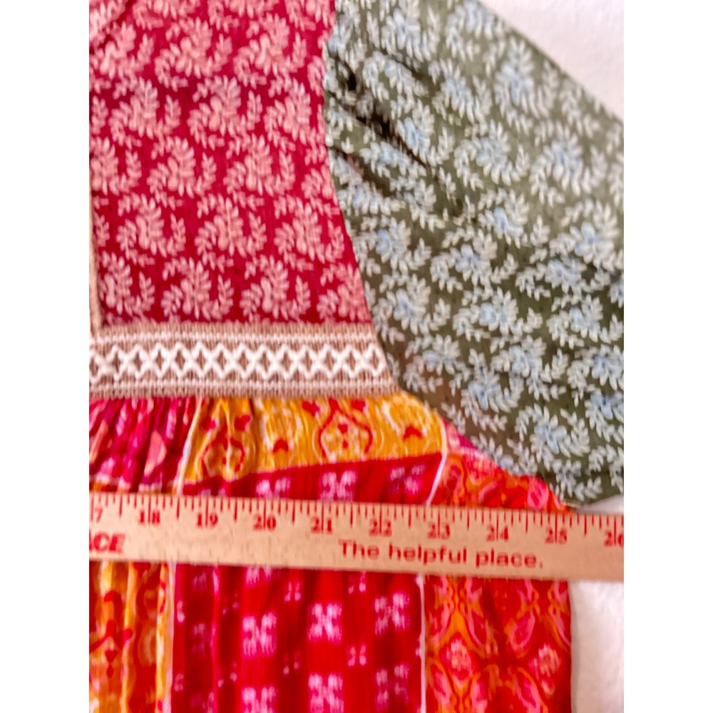 JODIFL Patchwork Floral Long Sleeve Blouse in Red, Yellow, Green, Black - Picture 7 of 7